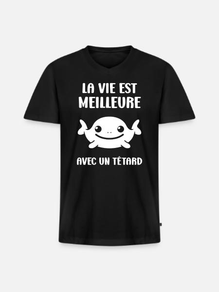Têtard - T-shirt encolure en V Premium bio Homme - noir