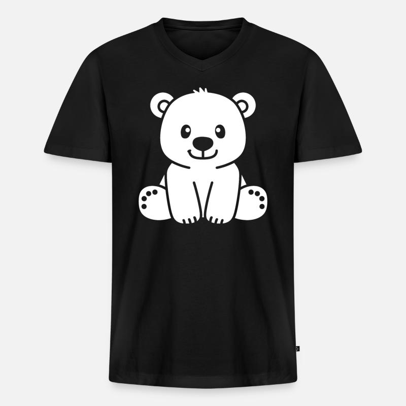 Eisbär - Männer Premium Bio T-Shirt mit V-Ausschnitt - Schwarz