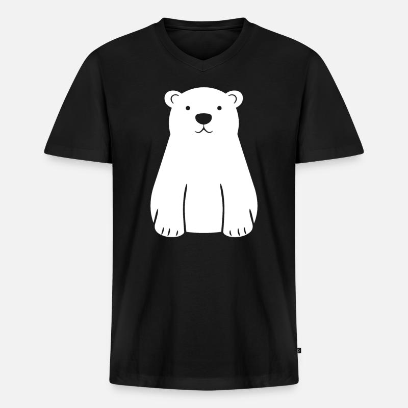 Eisbär - Männer Premium Bio T-Shirt mit V-Ausschnitt - Schwarz