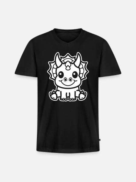 Triceratops - Men's Premium Organic T-shirt with V-neck - black