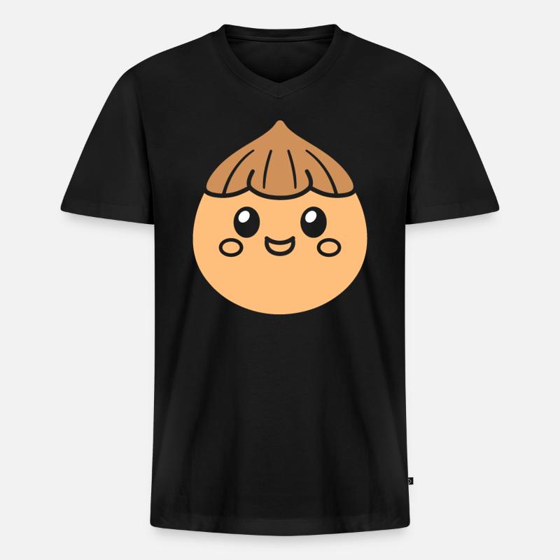 Haselnuss - Männer Premium Bio T-Shirt mit V-Ausschnitt - Schwarz