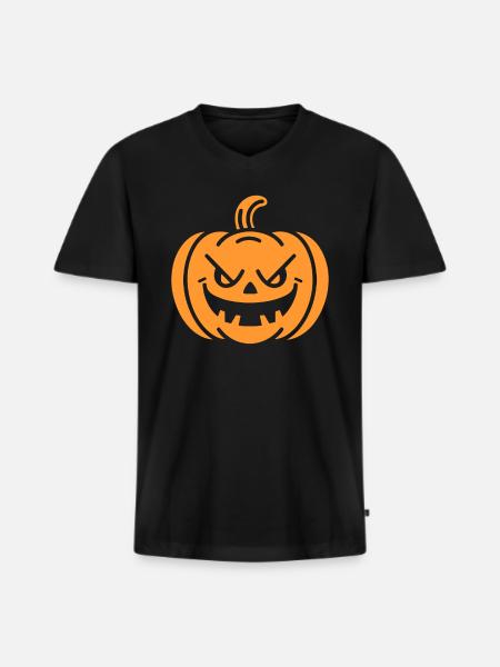 Pumpkin - Men's Premium Organic T-shirt with V-neck - black