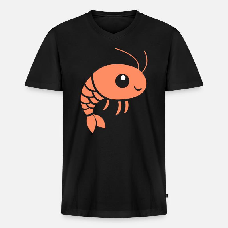 Garnele - Männer Premium Bio T-Shirt mit V-Ausschnitt - Schwarz