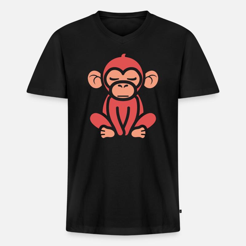Pavian-Affe - Männer Premium Bio T-Shirt mit V-Ausschnitt - Schwarz