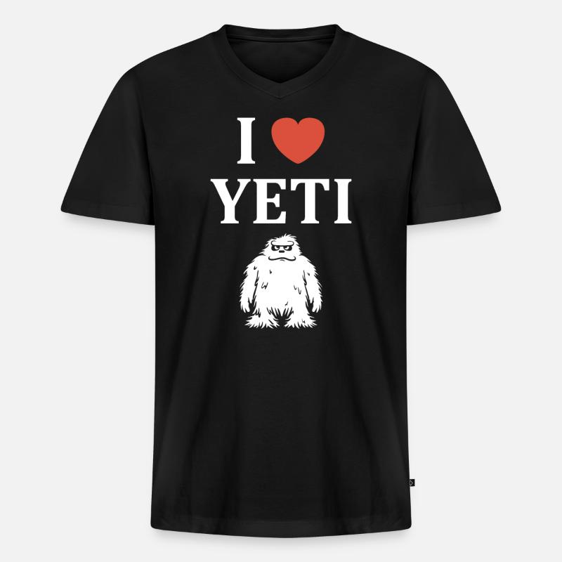 Yeti - Männer Premium Bio T-Shirt mit V-Ausschnitt - Schwarz