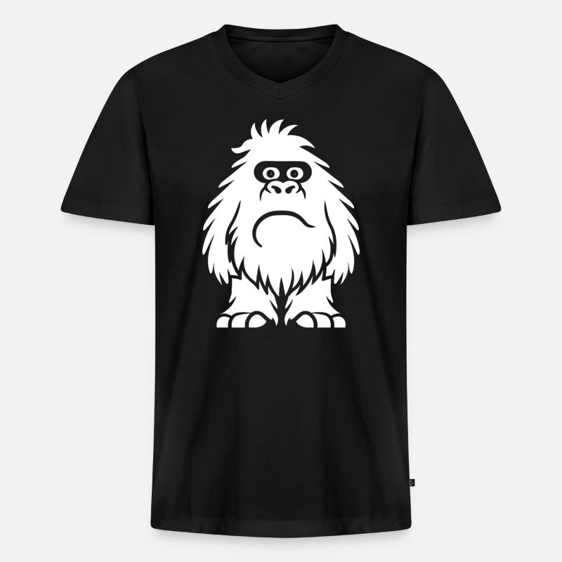 Yeti - Männer Premium Bio T-Shirt mit V-Ausschnitt - Schwarz