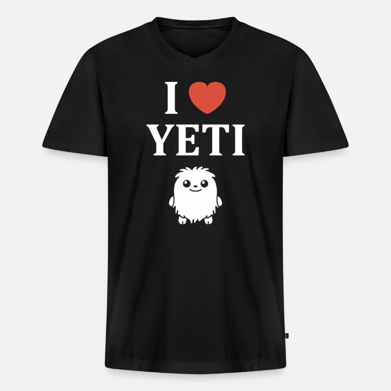 Yeti - Männer Premium Bio T-Shirt mit V-Ausschnitt - Schwarz