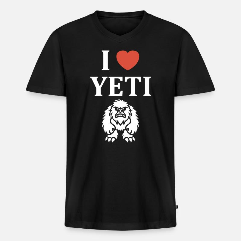 Yeti - Männer Premium Bio T-Shirt mit V-Ausschnitt - Schwarz