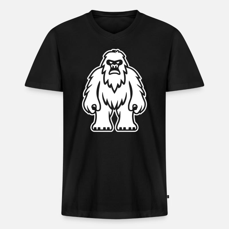 Yeti - Männer Premium Bio T-Shirt mit V-Ausschnitt - Schwarz