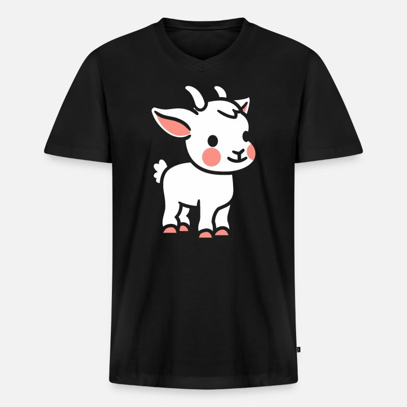 Ziegenbock - Männer Premium Bio T-Shirt mit V-Ausschnitt - Schwarz