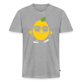 Lemon - Men's Premium Organic T-shirt with V-neck - heather grey - Front