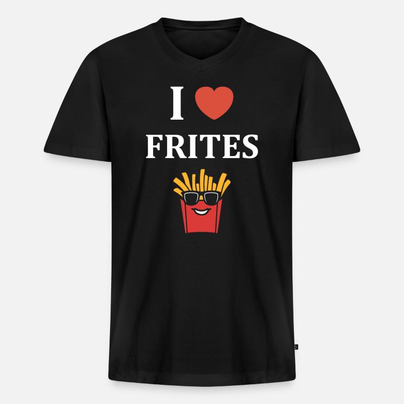 Pommes frites - Männer Premium Bio T-Shirt mit V-Ausschnitt - Schwarz