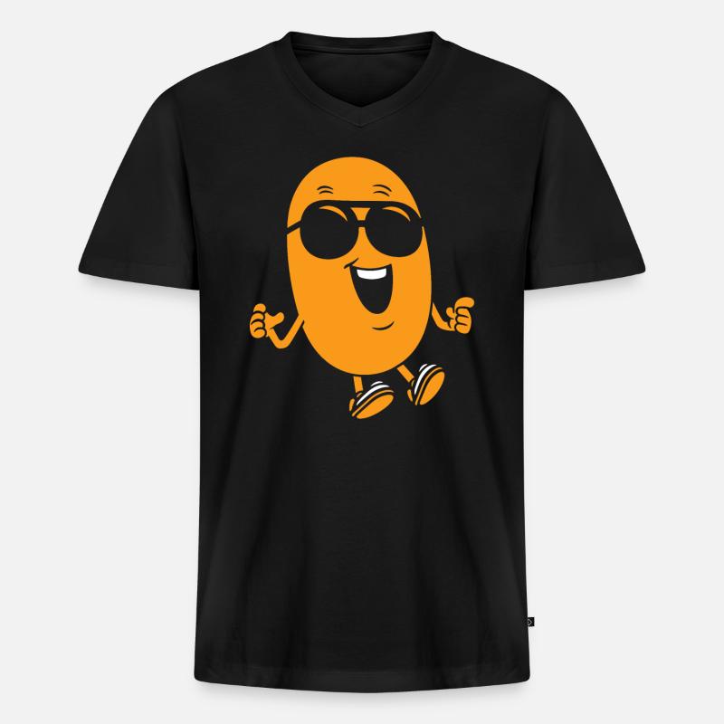 Erdnuss - Männer Premium Bio T-Shirt mit V-Ausschnitt - Schwarz