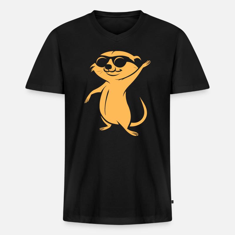 Erdmännchen - Männer Premium Bio T-Shirt mit V-Ausschnitt - Schwarz