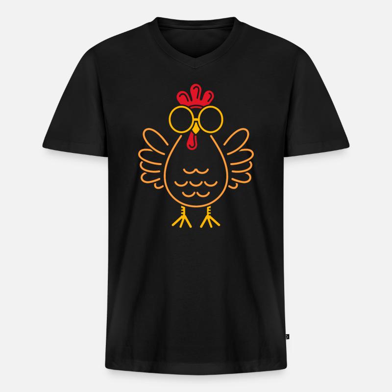 Huhn - Männer Premium Bio T-Shirt mit V-Ausschnitt - Schwarz