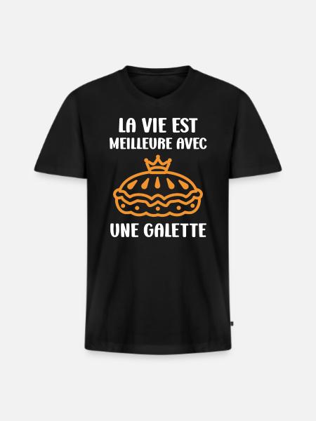 Pancake - Men's Premium Organic T-shirt with V-neck - black
