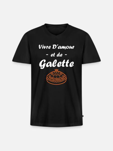 Galette - T-shirt encolure en V Premium bio Homme - noir