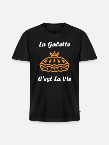 Galette - T-shirt encolure en V Premium bio Homme - noir