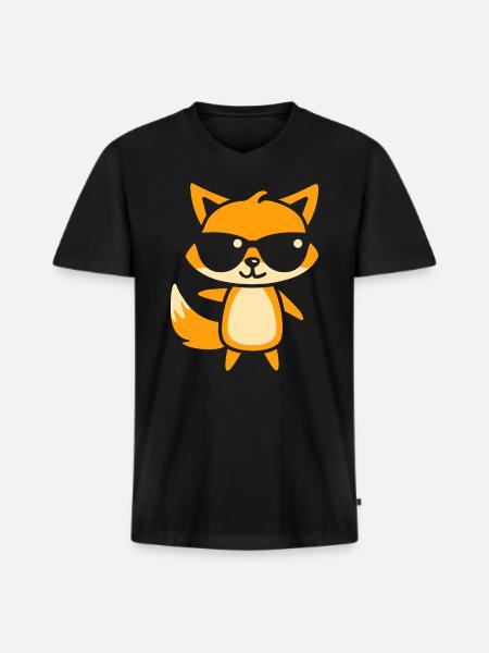 Fox 18 - Men's Premium Organic T-shirt with V-neck - black