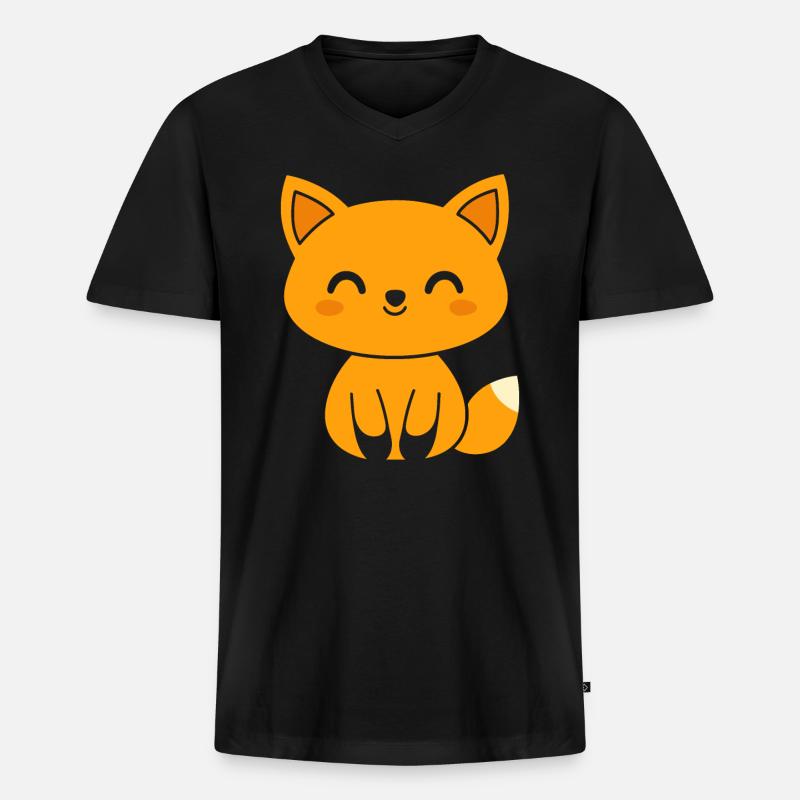 Fuchs - Männer Premium Bio T-Shirt mit V-Ausschnitt - Schwarz