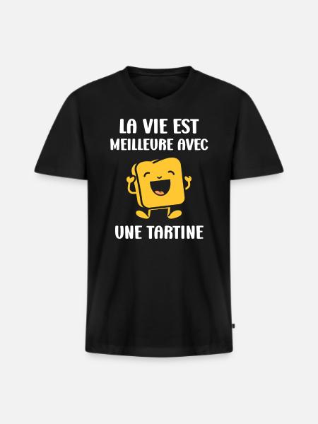 Tartine - T-shirt encolure en V Premium bio Homme - noir
