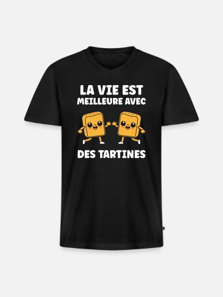 Tartine - T-shirt encolure en V Premium bio Homme - noir