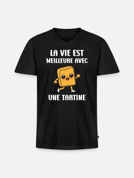 Tartine - T-shirt encolure en V Premium bio Homme - noir