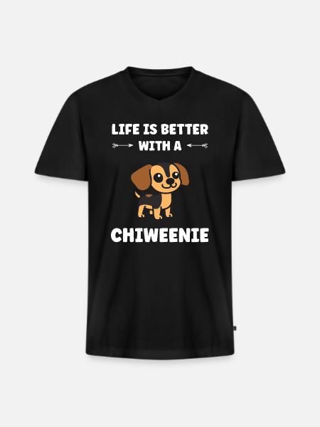 Chiweenie - T-shirt encolure en V Premium bio Homme - noir