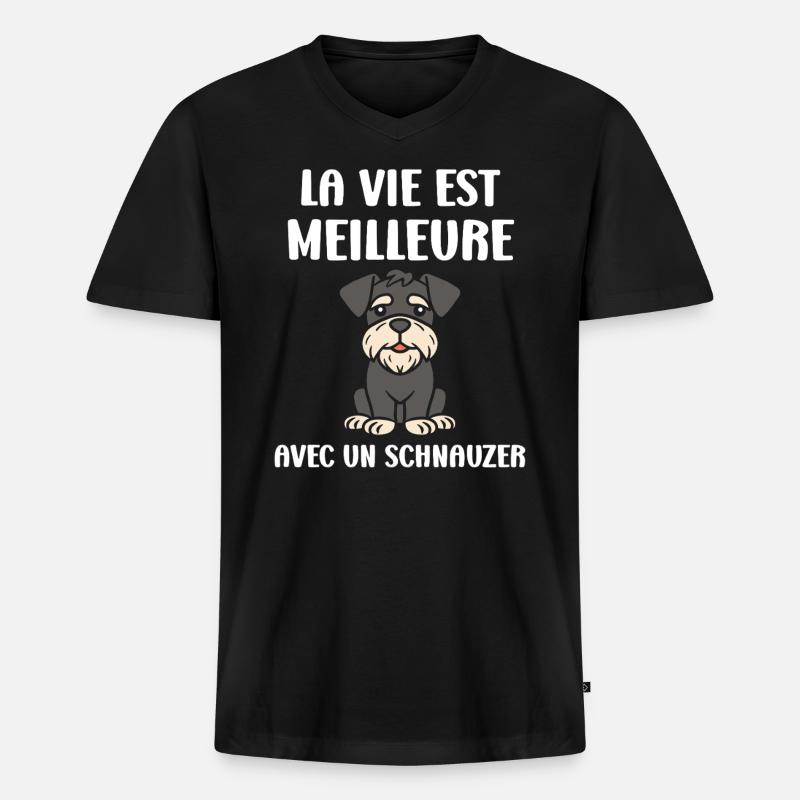 Schnauzer - Männer Premium Bio T-Shirt mit V-Ausschnitt - Schwarz