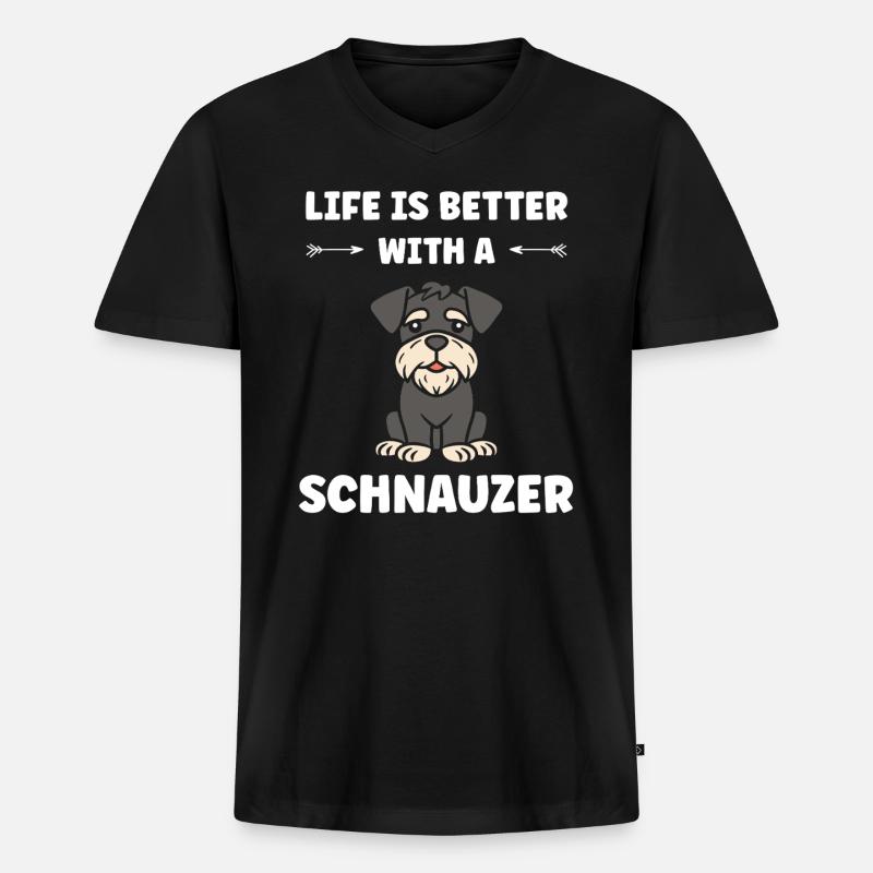 Schnauzer - Männer Premium Bio T-Shirt mit V-Ausschnitt - Schwarz