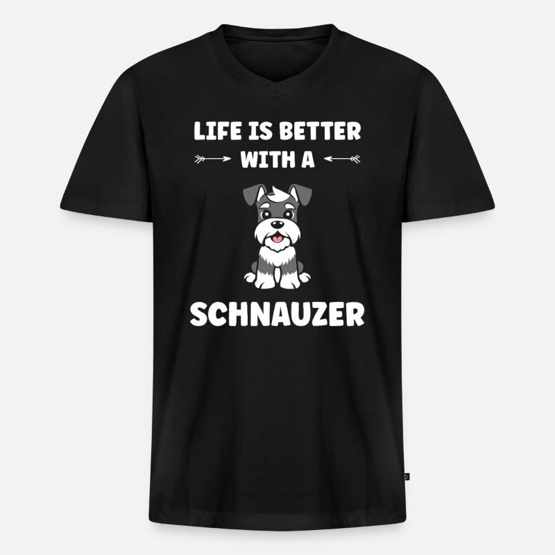Schnauzer - Männer Premium Bio T-Shirt mit V-Ausschnitt - Schwarz