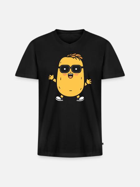Potato - Men's Premium Organic T-shirt with V-neck - black