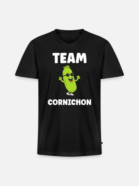 Humour Cornichon - T-shirt encolure en V Premium bio Homme - noir