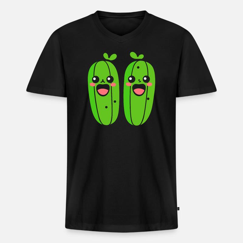 Gurke - Männer Premium Bio T-Shirt mit V-Ausschnitt - Schwarz
