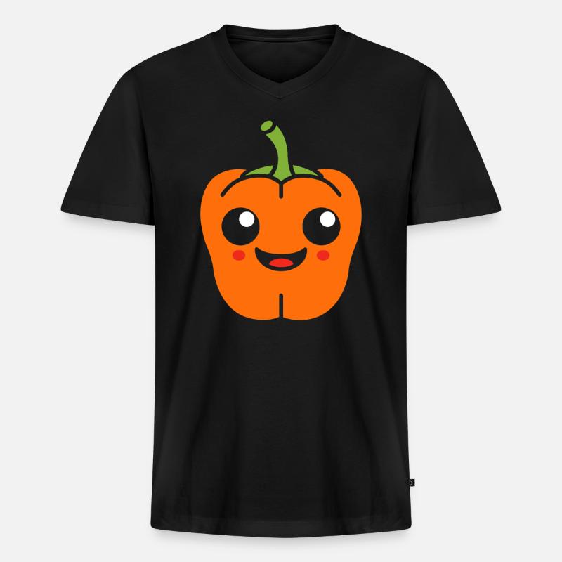 Pfeffer - Männer Premium Bio T-Shirt mit V-Ausschnitt - Schwarz