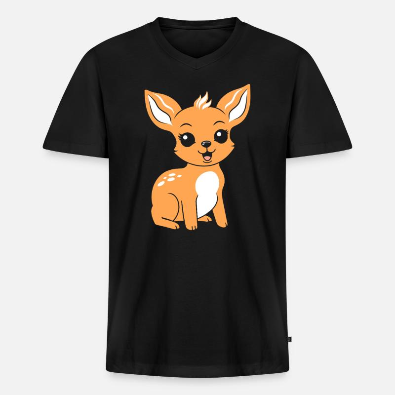 Reh - Männer Premium Bio T-Shirt mit V-Ausschnitt - Schwarz