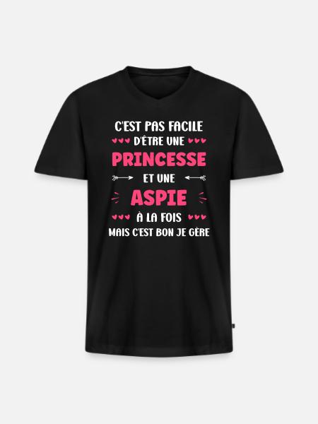 Aspie - T-shirt encolure en V Premium bio Homme - noir