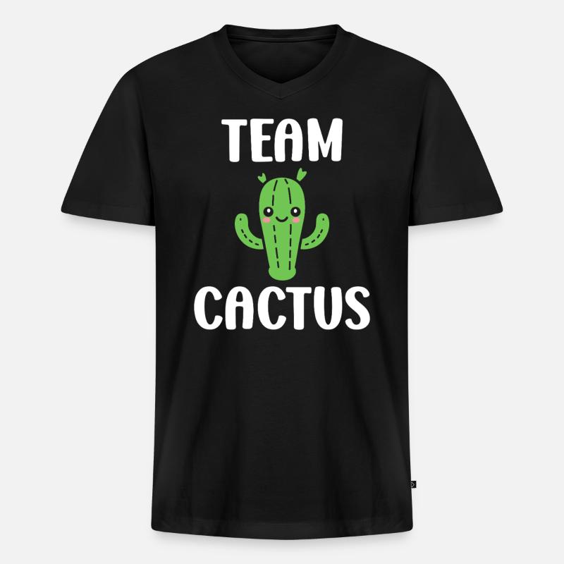 Kaktus - Männer Premium Bio T-Shirt mit V-Ausschnitt - Schwarz