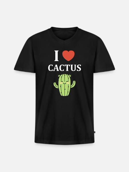 Cactus - T-shirt encolure en V Premium bio Homme - noir