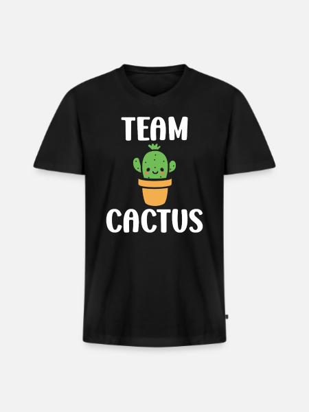 Cactus - Men's Premium Organic T-shirt with V-neck - black