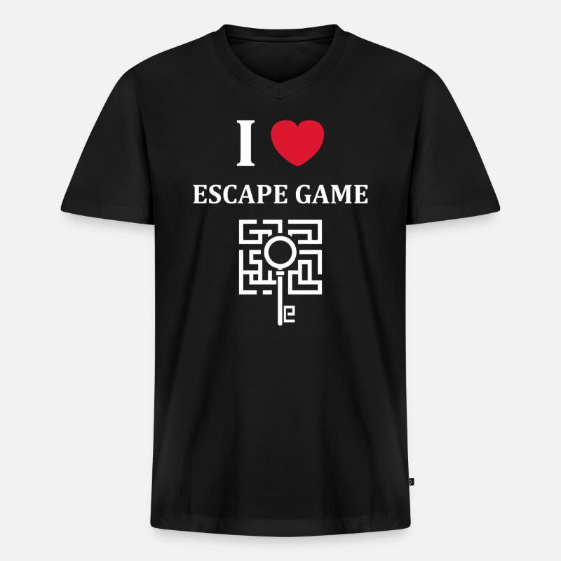 Fluchtspiel - Männer Premium Bio T-Shirt mit V-Ausschnitt - Schwarz