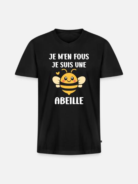 Abeille - T-shirt encolure en V Premium bio Homme - noir