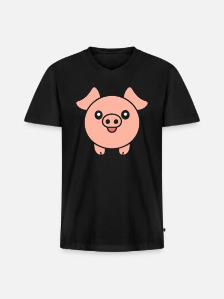 pig - Men's Premium Organic T-shirt with V-neck - black