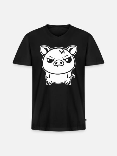 pig - Men's Premium Organic T-shirt with V-neck - black