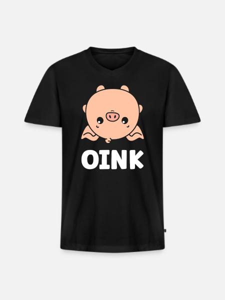 cochon - T-shirt encolure en V Premium bio Homme - noir