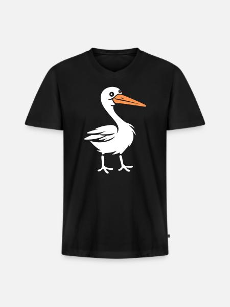 Storch - Männer Premium Bio T-Shirt mit V-Ausschnitt - Schwarz