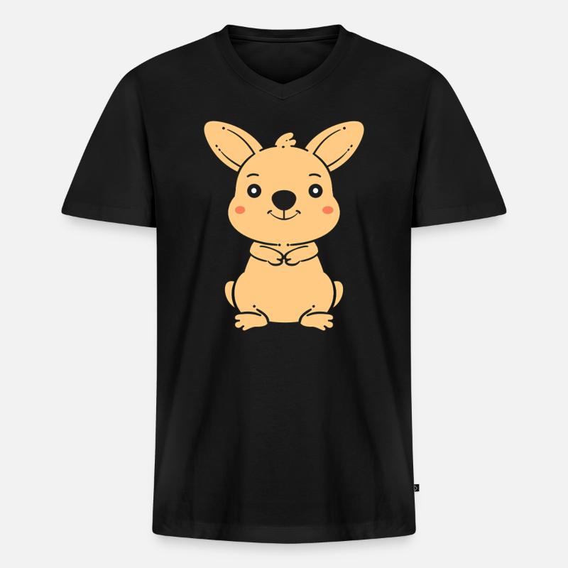 Wallaby - Männer Premium Bio T-Shirt mit V-Ausschnitt - Schwarz