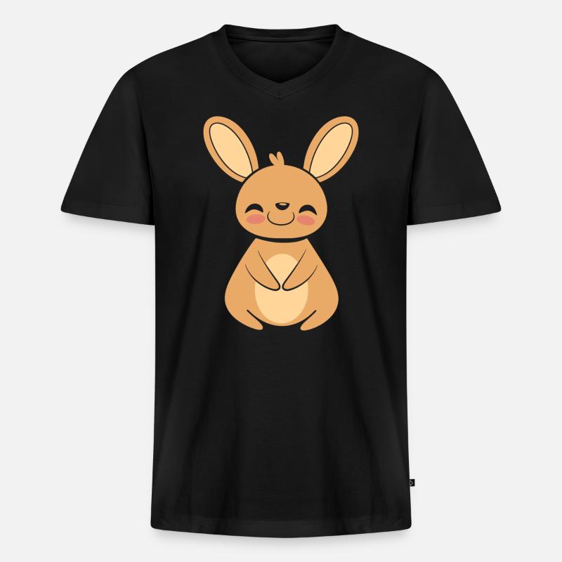 Wallaby - Männer Premium Bio T-Shirt mit V-Ausschnitt - Schwarz