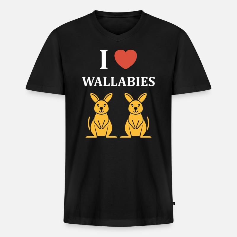 Wallaby - Männer Premium Bio T-Shirt mit V-Ausschnitt - Schwarz