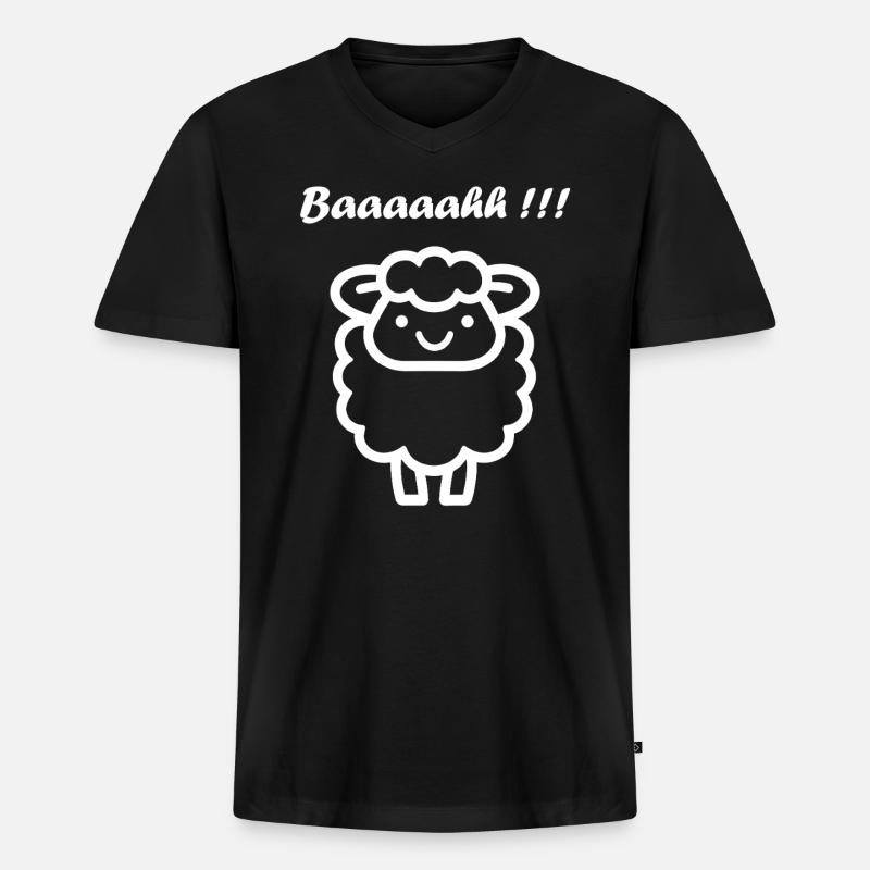 Schaf - Männer Premium Bio T-Shirt mit V-Ausschnitt - Schwarz